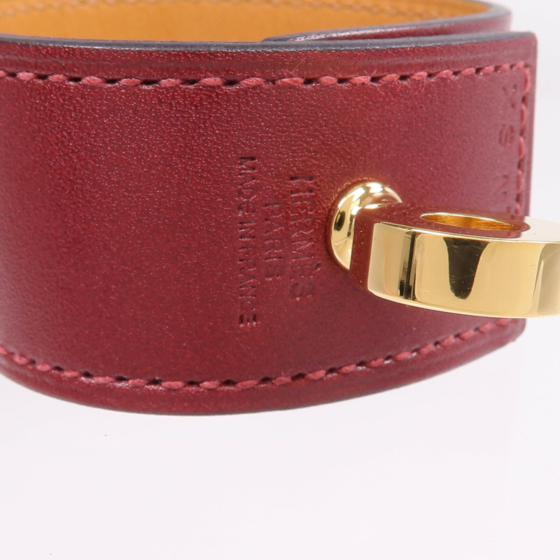 HERMES Box Calf皮革Hip Hop Bracelet金扣手帶-6