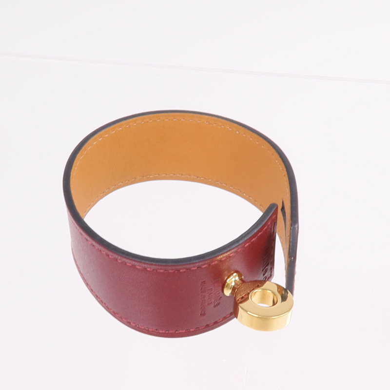 HERMES Box Calf皮革Hip Hop Bracelet金扣手帶-8