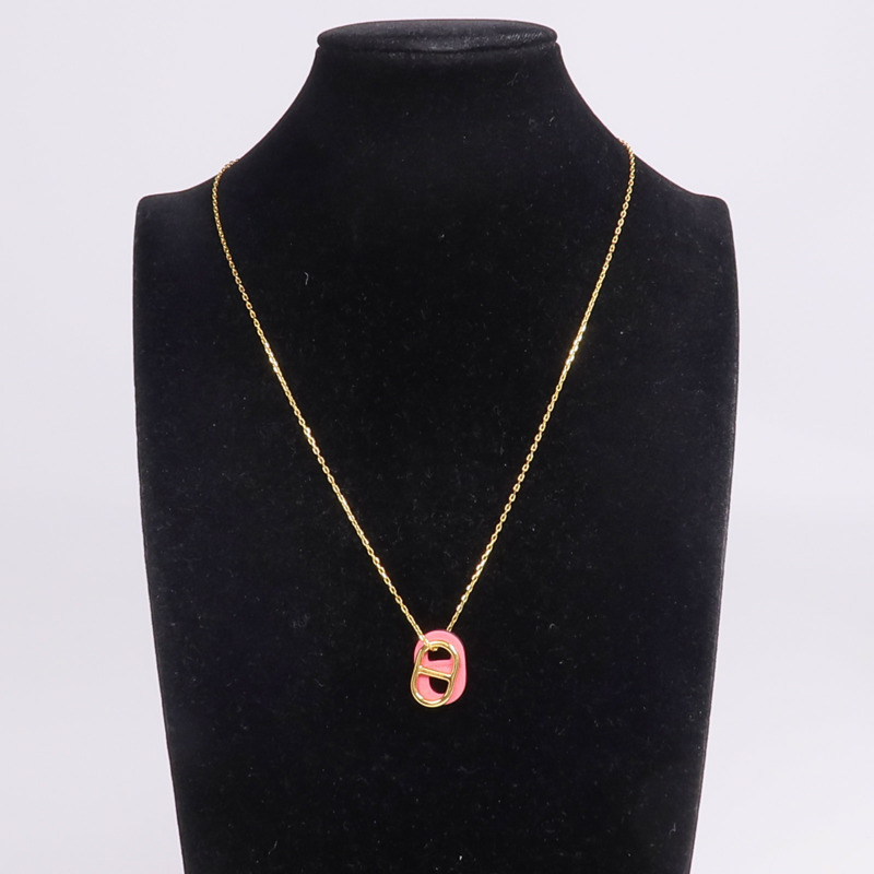 HERMES 金屬/Swift皮革O'Maillon Pendant項鍊-8