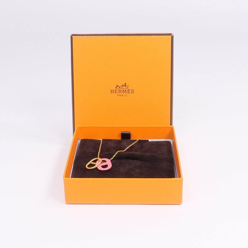 HERMES 金屬/Swift皮革O'Maillon Pendant項鍊-9