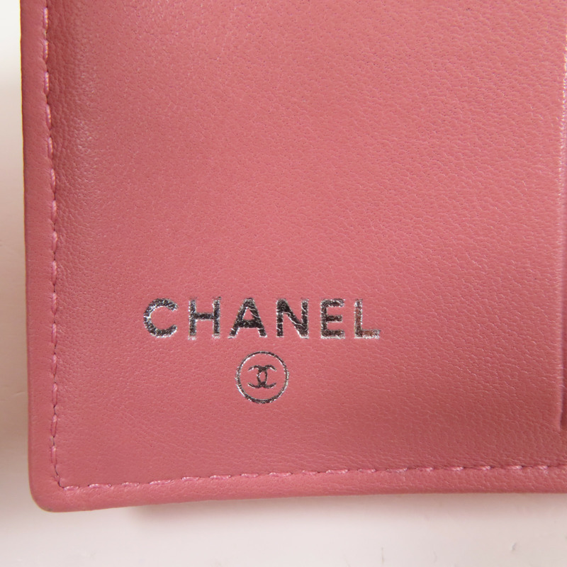 CHANEL 羊皮皮革Wallet銀扣錢包-16