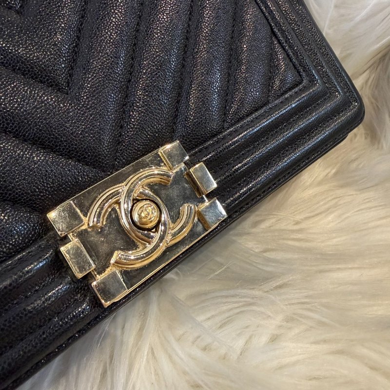 香奈兒 黑金山紋 BOY25-8