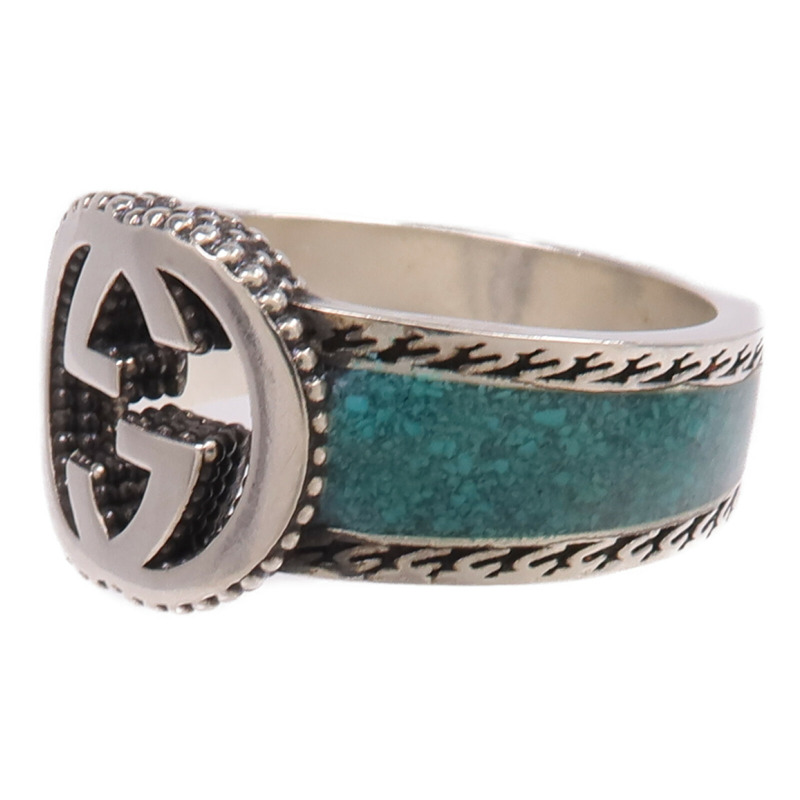 GUCCI 925純銀/琺瑯Interlocking G Ring戒指Gucci#22/US#9.75-1