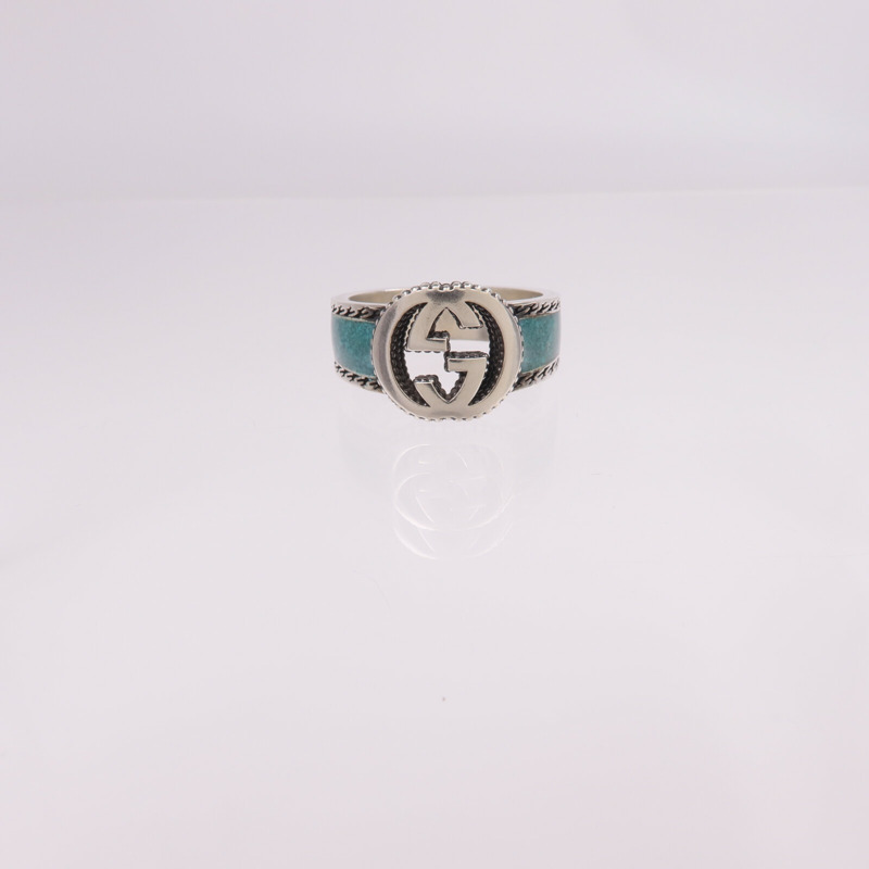 GUCCI 925純銀/琺瑯Interlocking G Ring戒指Gucci#22/US#9.75-2