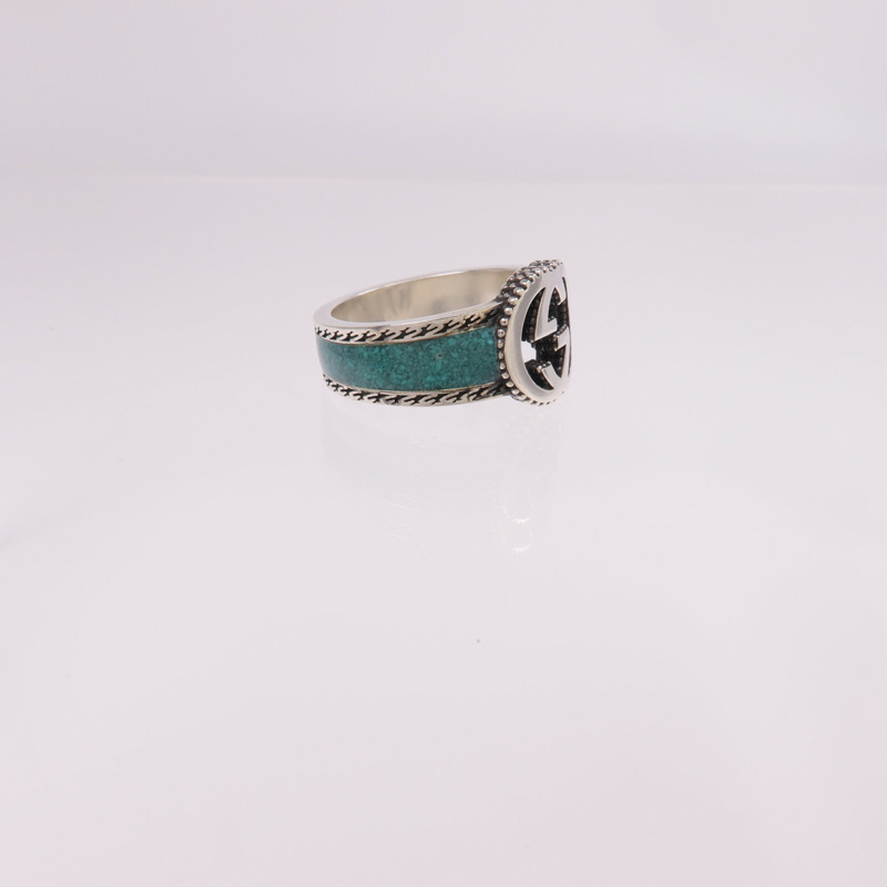 GUCCI 925純銀/琺瑯Interlocking G Ring戒指Gucci#22/US#9.75-3