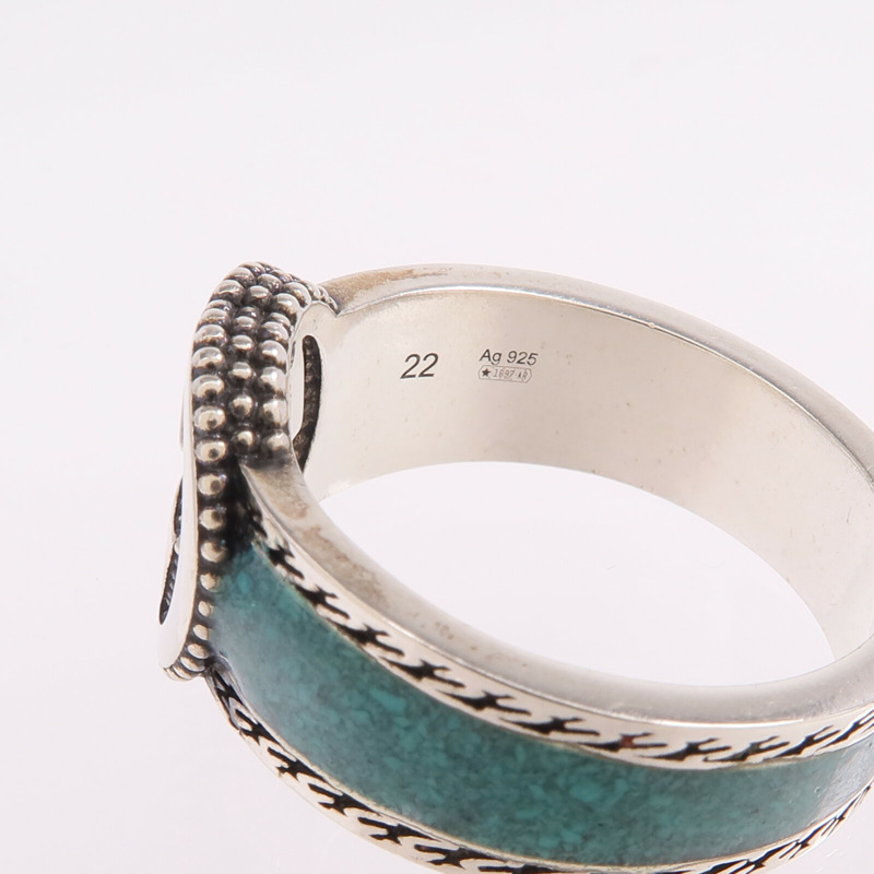 GUCCI 925純銀/琺瑯Interlocking G Ring戒指Gucci#22/US#9.75-5