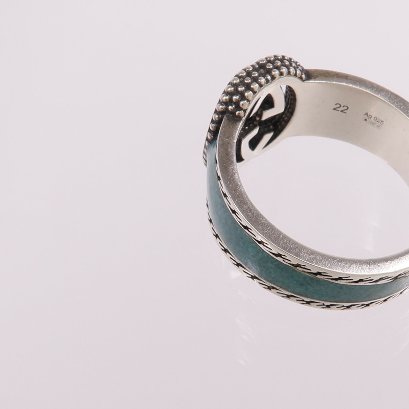 GUCCI 925純銀/琺瑯Interlocking G Ring戒指Gucci#22/US#9.75-6
