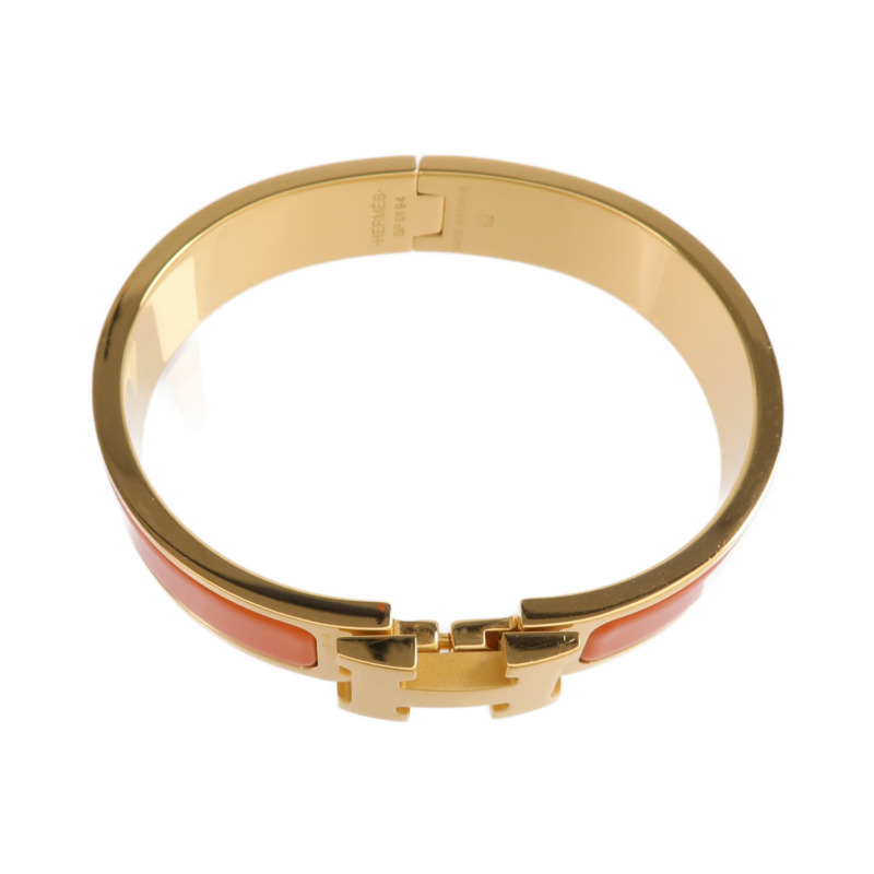 HERMES 金屬/琺瑯Clic H金扣手鐲-3