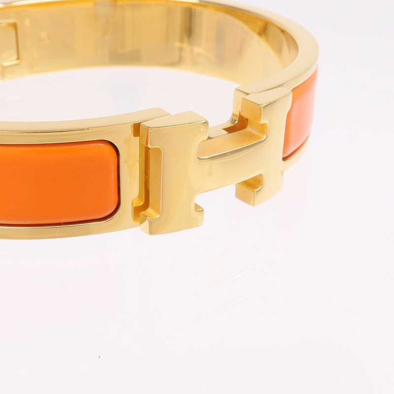 HERMES 金屬/琺瑯Clic H金扣手鐲-4