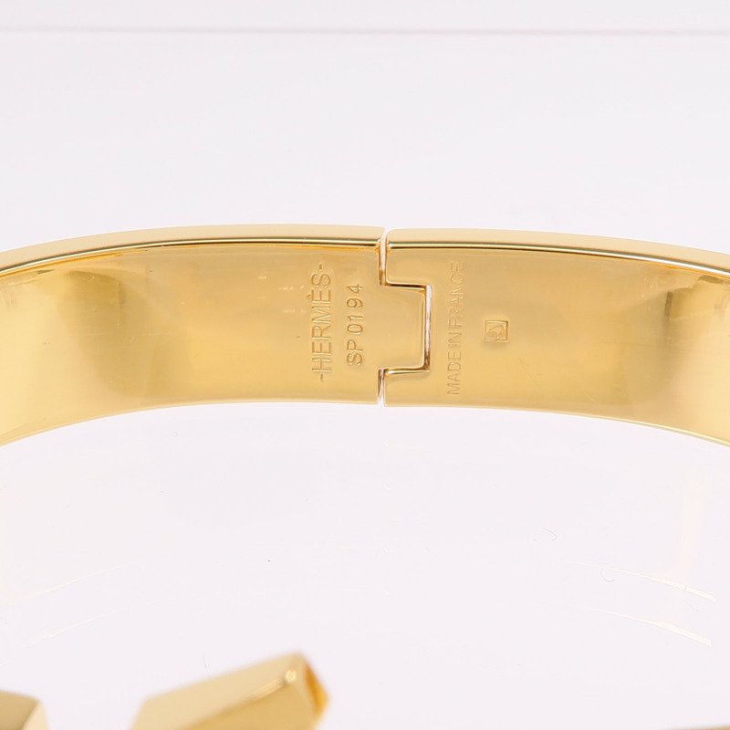 HERMES 金屬/琺瑯Clic H金扣手鐲-6