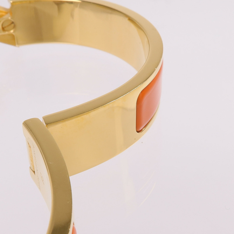 HERMES 金屬/琺瑯Clic H金扣手鐲-9