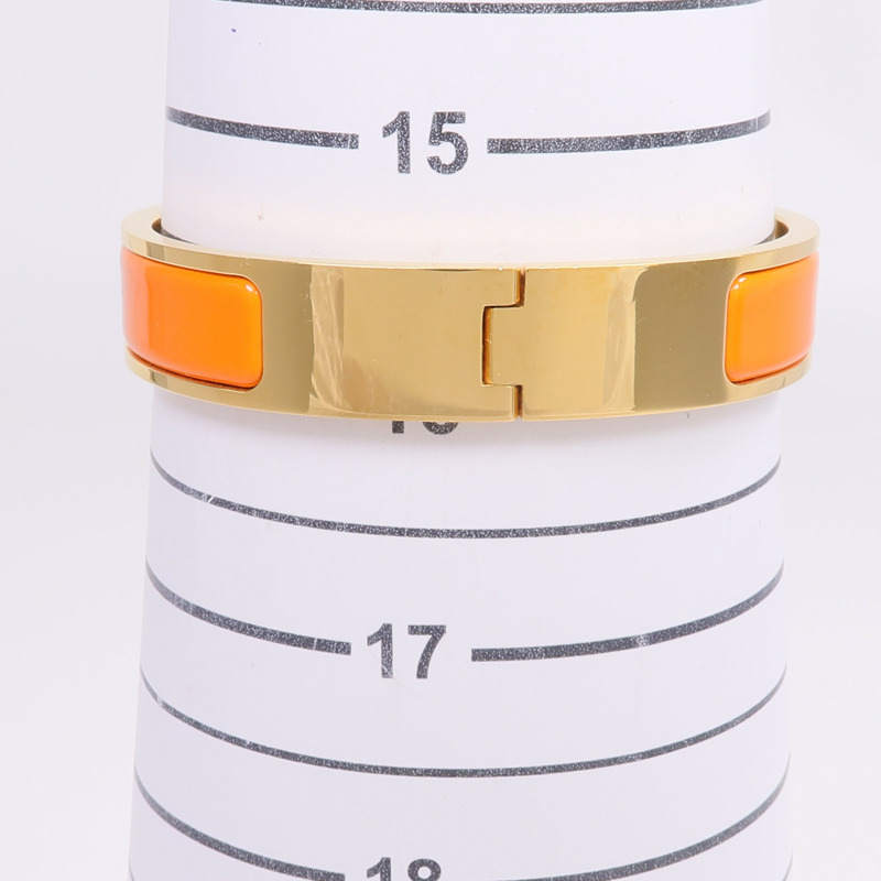 HERMES 金屬/琺瑯Clic H金扣手鐲-10