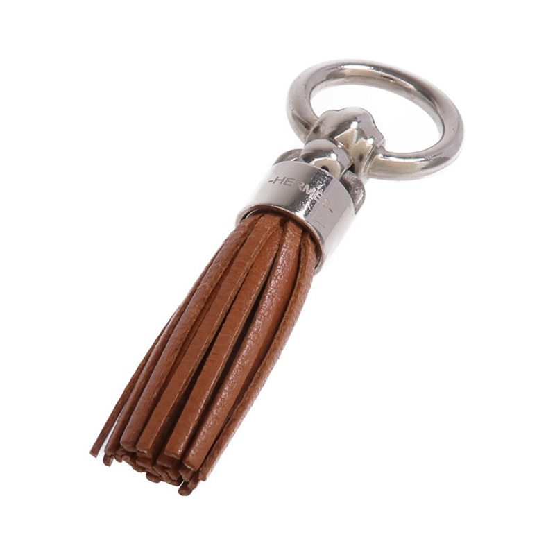 HERMES Swift皮革Charm銀扣掛飾-0