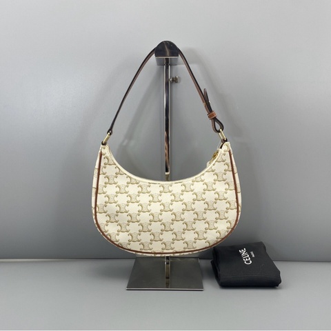 【經典凱旋門老花✨95%新】Celine凱旋門豌豆腋下包 AVA 白色老花