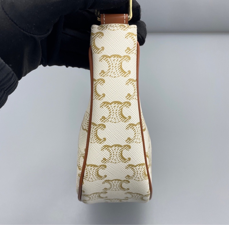 【經典凱旋門老花✨95%新】Celine凱旋門豌豆腋下包 AVA 白色老花-2