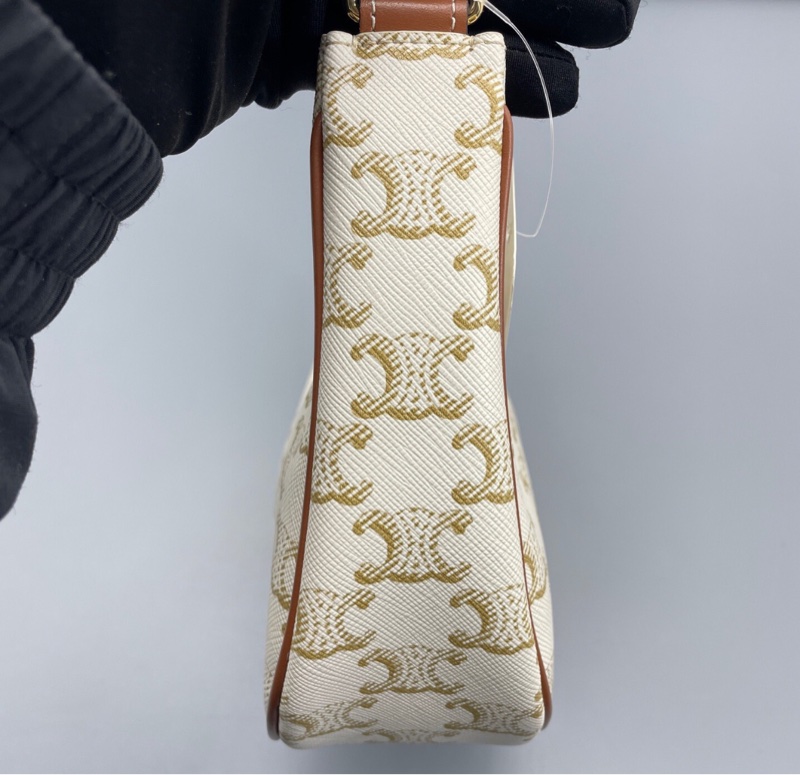 【經典凱旋門老花✨95%新】Celine凱旋門豌豆腋下包 AVA 白色老花-3