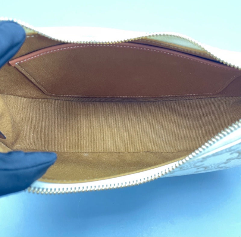 【經典凱旋門老花✨95%新】Celine凱旋門豌豆腋下包 AVA 白色老花-6