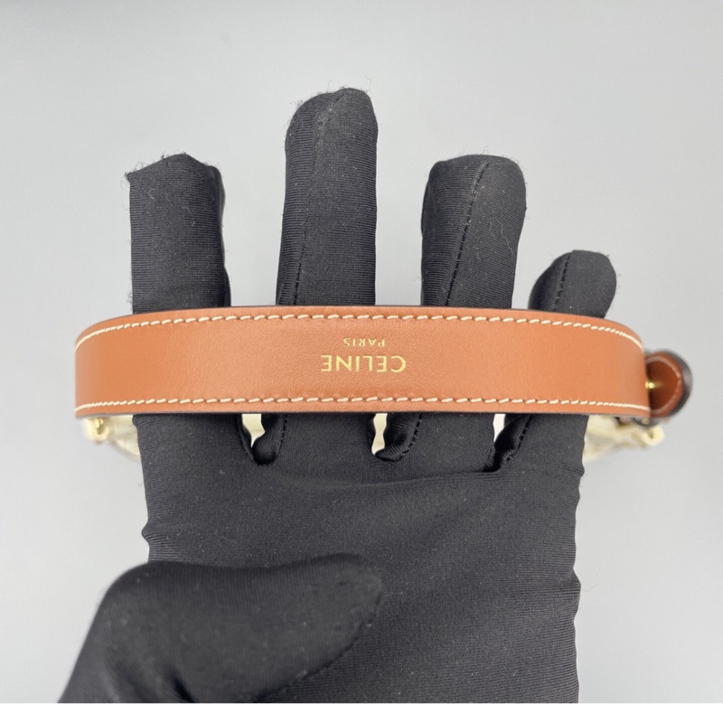 【經典凱旋門老花✨95%新】Celine凱旋門豌豆腋下包 AVA 白色老花-7