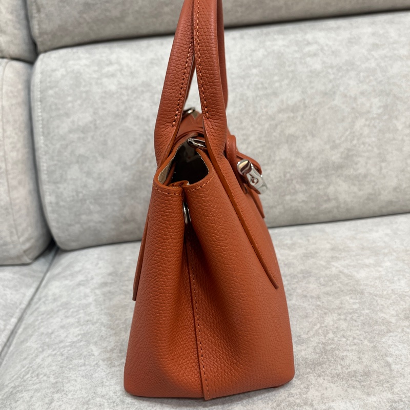 Longchamp Roseau竹節手提/斜背包(橘銀扣)-10