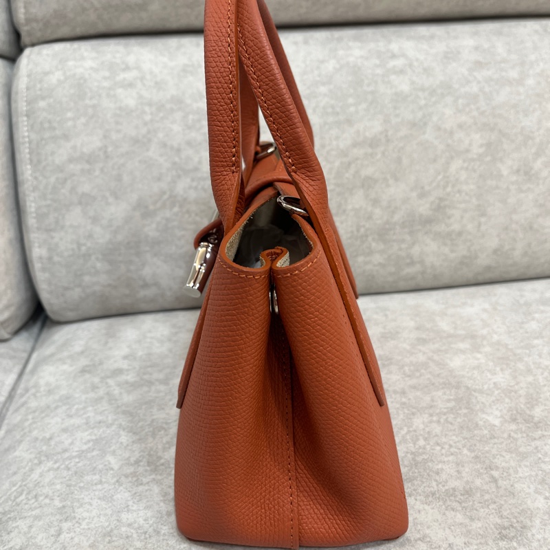 Longchamp Roseau竹節手提/斜背包(橘銀扣)-11