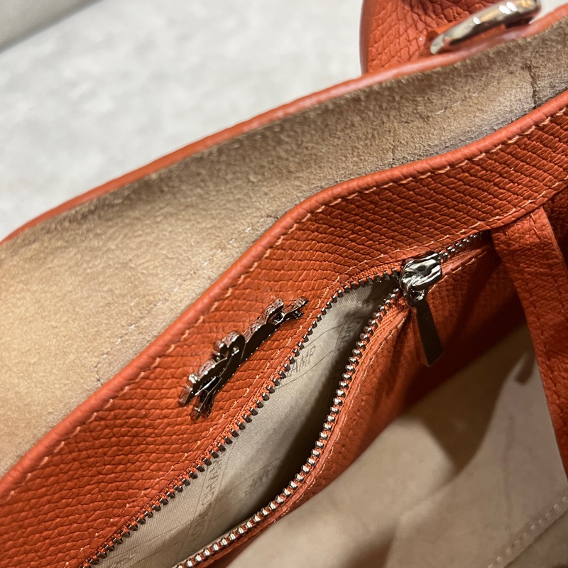 Longchamp Roseau竹節手提/斜背包(橘銀扣)-12