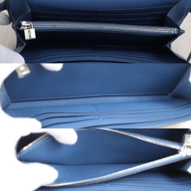 「JL精品代購」98新 Hermes 愛馬仕 藍Kelly 長夾-8