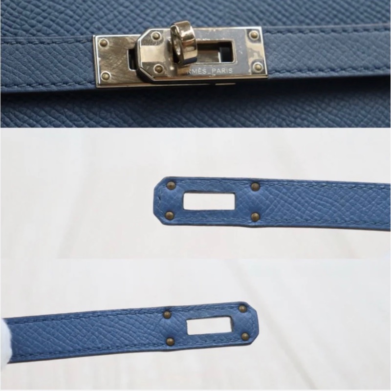 「JL精品代購」98新 Hermes 愛馬仕 藍Kelly 長夾-10