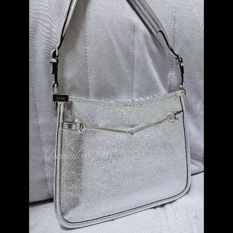 gucci銀色金屬肩揹包 腋下包