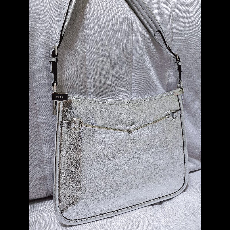 gucci銀色金屬肩揹包 腋下包-0