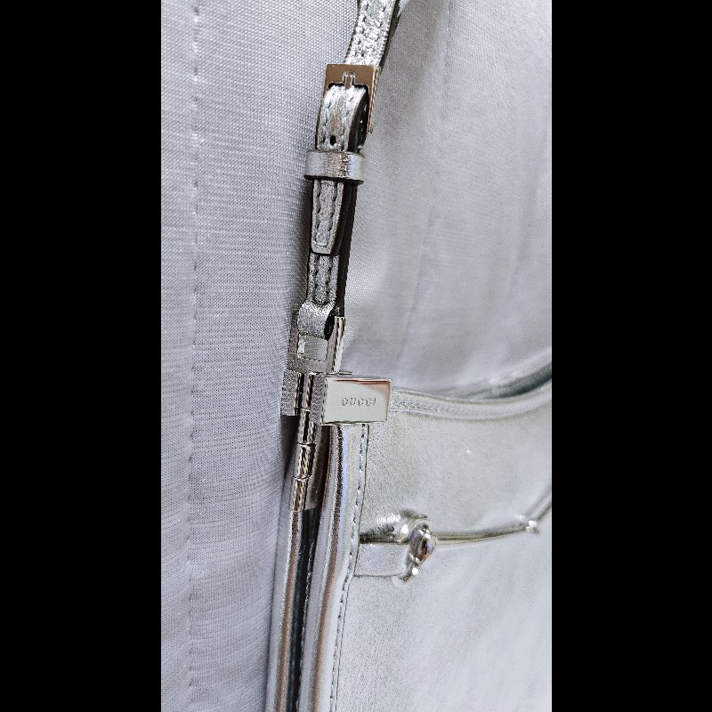 gucci銀色金屬肩揹包 腋下包-3