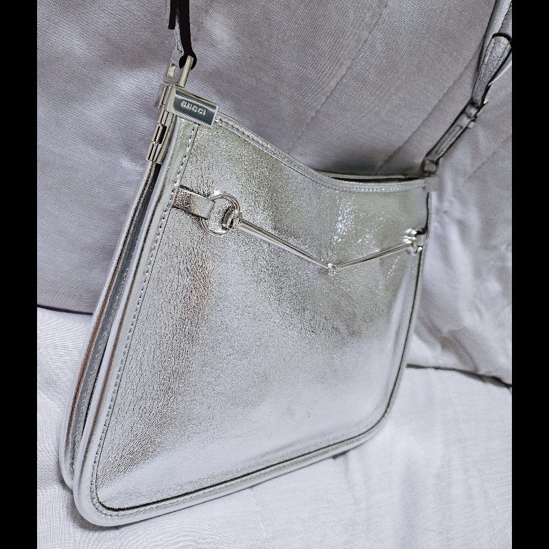 gucci銀色金屬肩揹包 腋下包-6