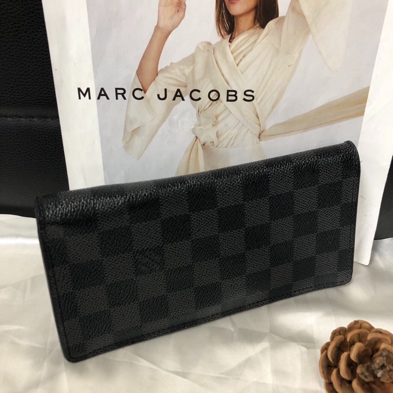 【經典型格👍🏻性價比極高✨全網最低價】LV Damier黑棋盤格長款對折錢包-0