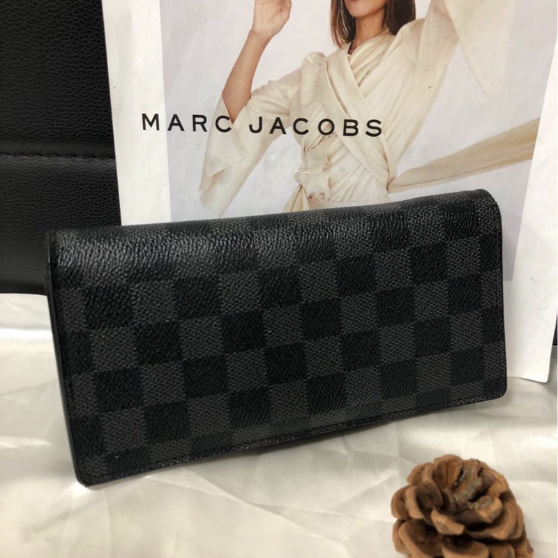 【經典型格👍🏻性價比極高✨全網最低價】LV Damier黑棋盤格長款對折錢包-1