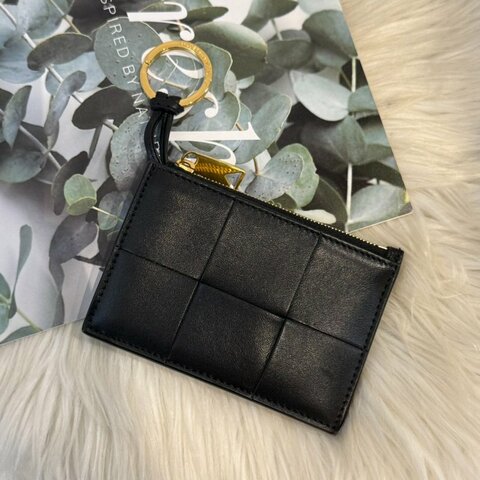 BV 編織一字拉鍊卡包