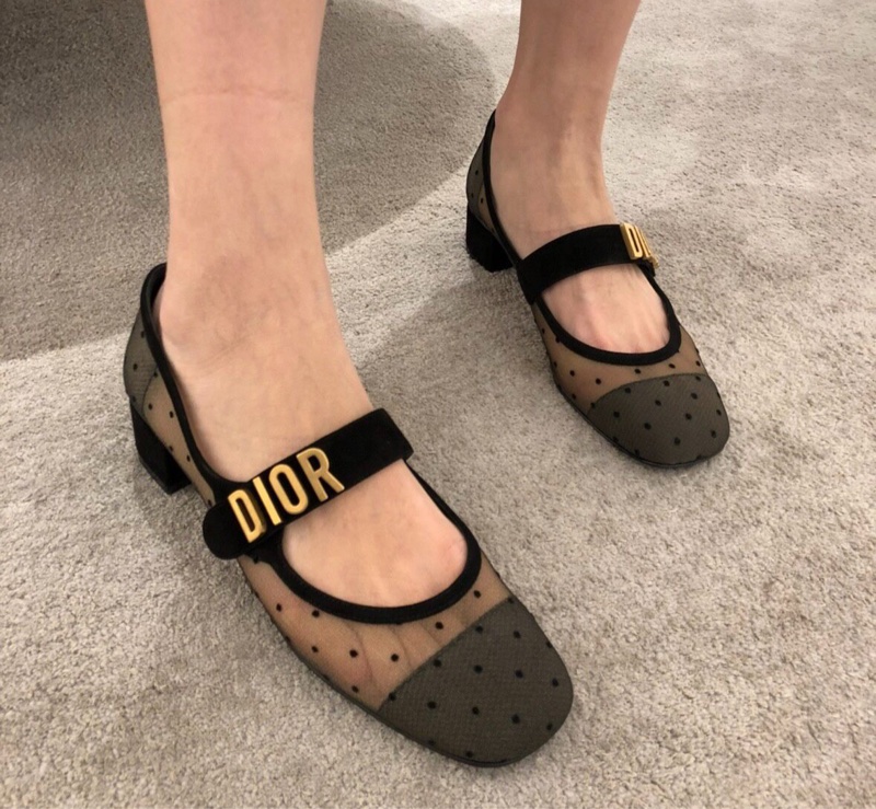 【優雅淑女😍全網最低價】Dior 波點瑪麗珍 高跟鞋 平底鞋 粗跟 36碼-0