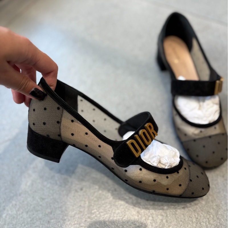 【優雅淑女😍全網最低價】Dior 波點瑪麗珍 高跟鞋 平底鞋 粗跟 36碼-1
