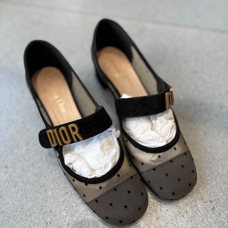 【優雅淑女😍全網最低價】Dior 波點瑪麗珍 高跟鞋 平底鞋 粗跟 36碼-2