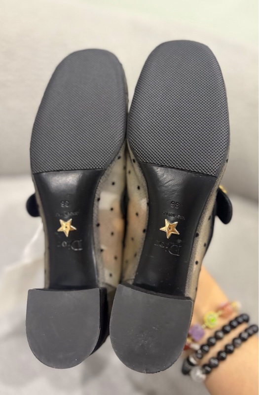 【優雅淑女😍全網最低價】Dior 波點瑪麗珍 高跟鞋 平底鞋 粗跟 36碼-3