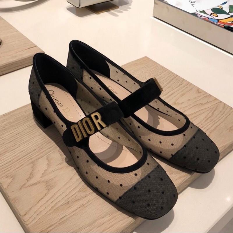 【優雅淑女😍全網最低價】Dior 波點瑪麗珍 高跟鞋 平底鞋 粗跟 36碼-4