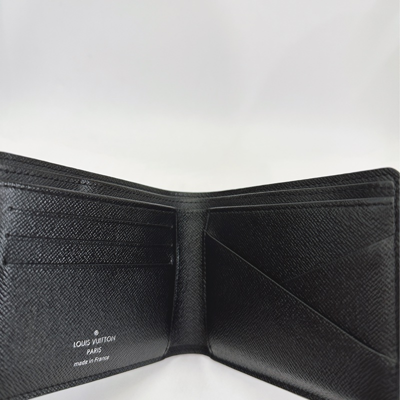 Lv 黑灰原花Multiple 5卡交叉對開短夾-4