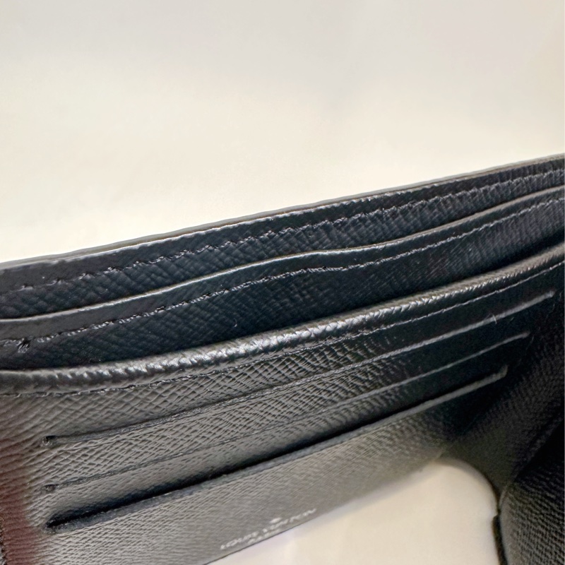 Lv 黑灰原花Multiple 5卡交叉對開短夾-5