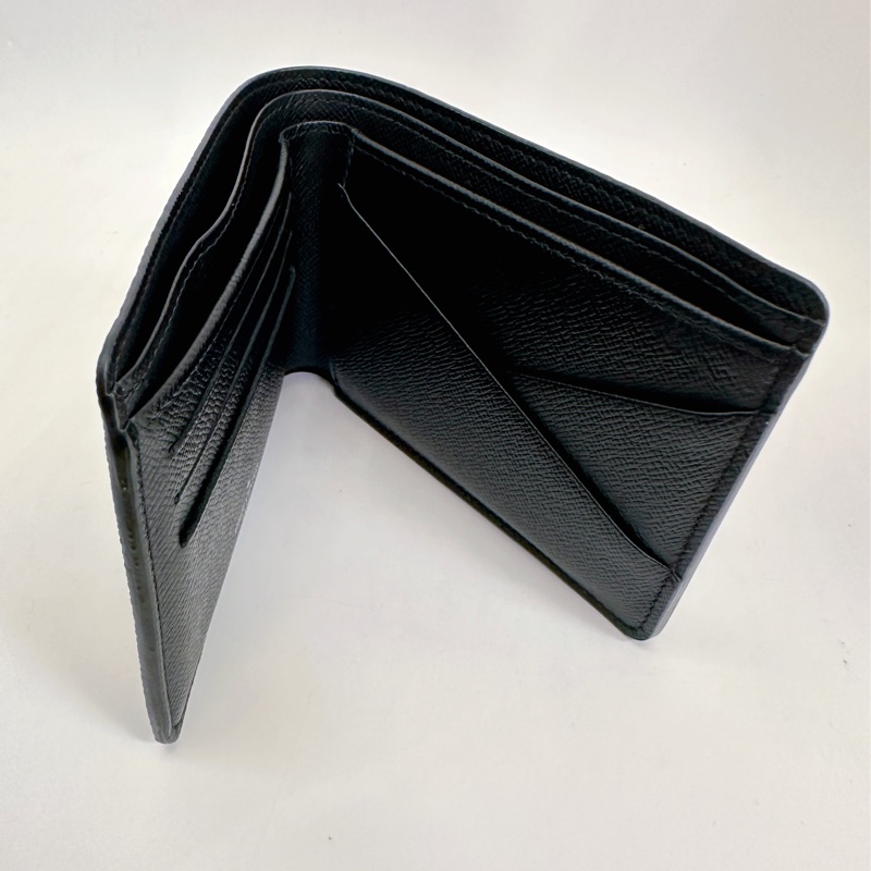 Lv 黑灰原花Multiple 5卡交叉對開短夾-6