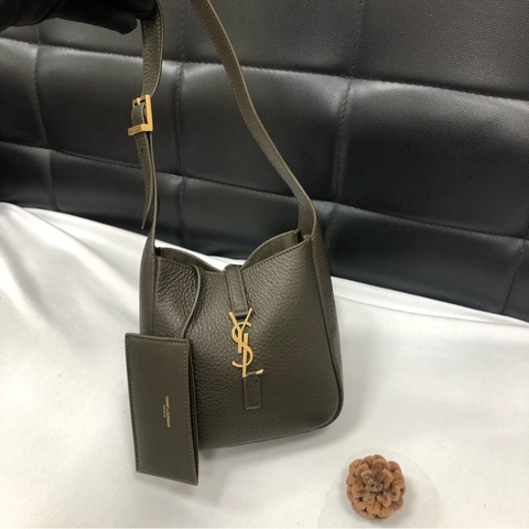 【罕見稀有色✨全網最低價❗️接近全新】Saint laurent YSL Hobo Mini 手提单肩包 鹿皮革 綠色