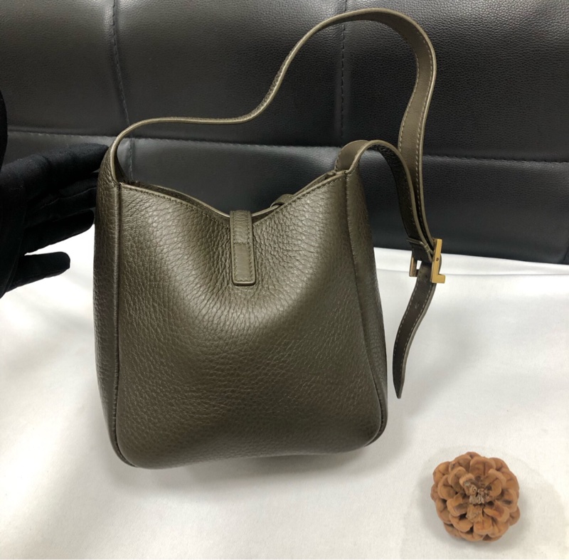 【罕見稀有色✨全網最低價❗️接近全新】Saint laurent YSL Hobo Mini 手提单肩包 鹿皮革 綠色-1
