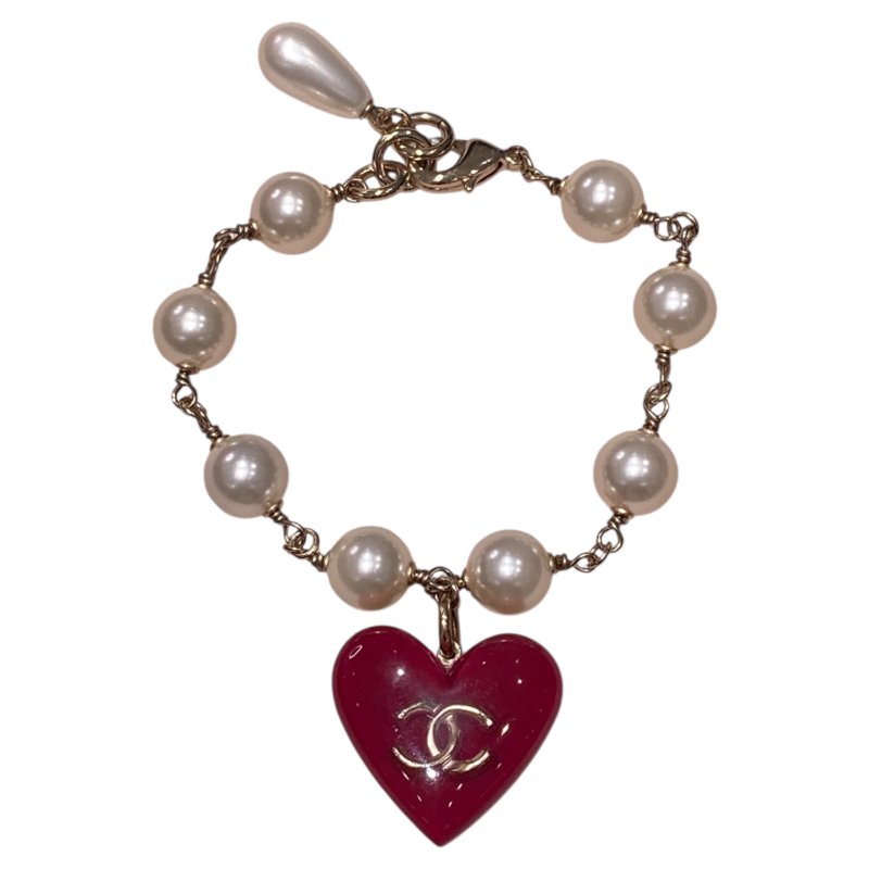 CHANEL 香奈兒 珍珠愛心手環-0
