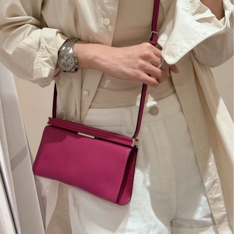 【罕見稀有色✨99新❗️全網最低價】Hermès Clic-H 21cm 银扣 Evercolor小牛皮