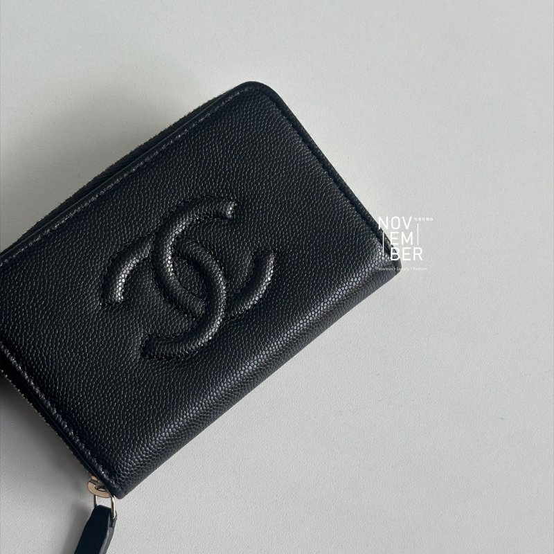 全新全配🖤 Chanel 香奈兒 壓紋加大拉鏈錢包-1