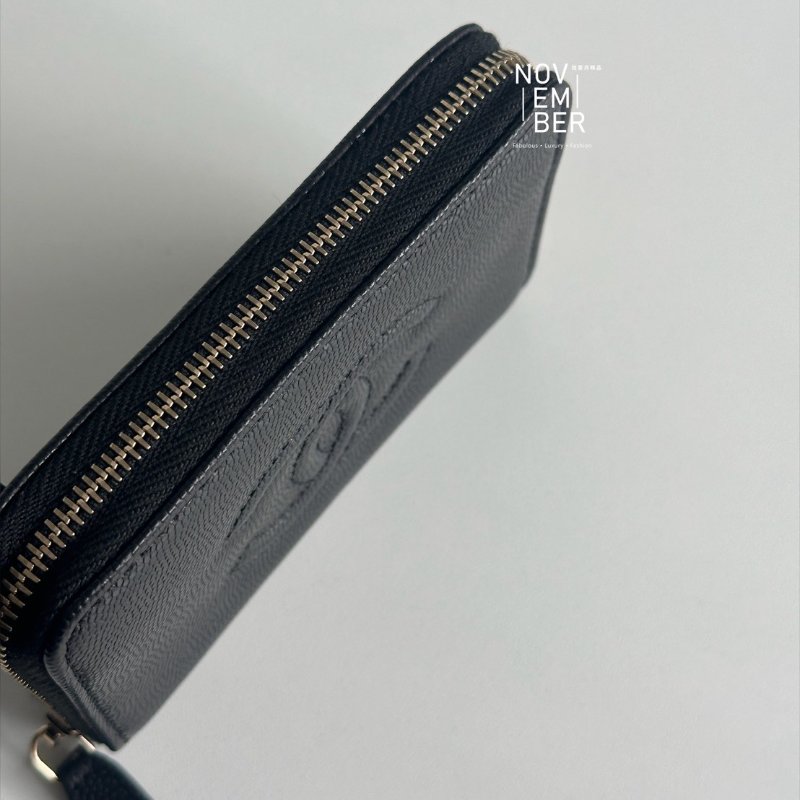全新全配🖤 Chanel 香奈兒 壓紋加大拉鏈錢包-2