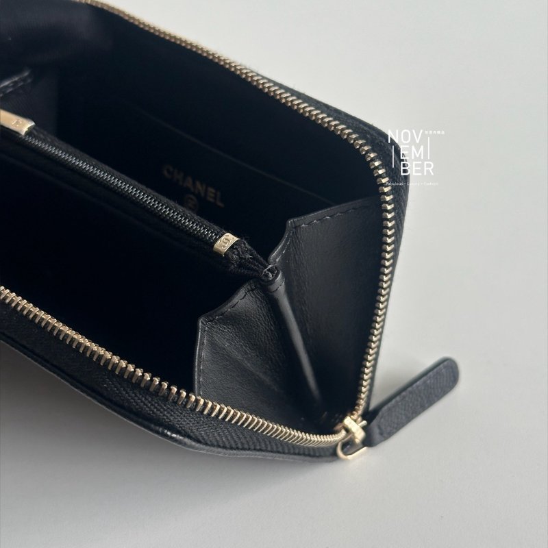 全新全配🖤 Chanel 香奈兒 壓紋加大拉鏈錢包-4