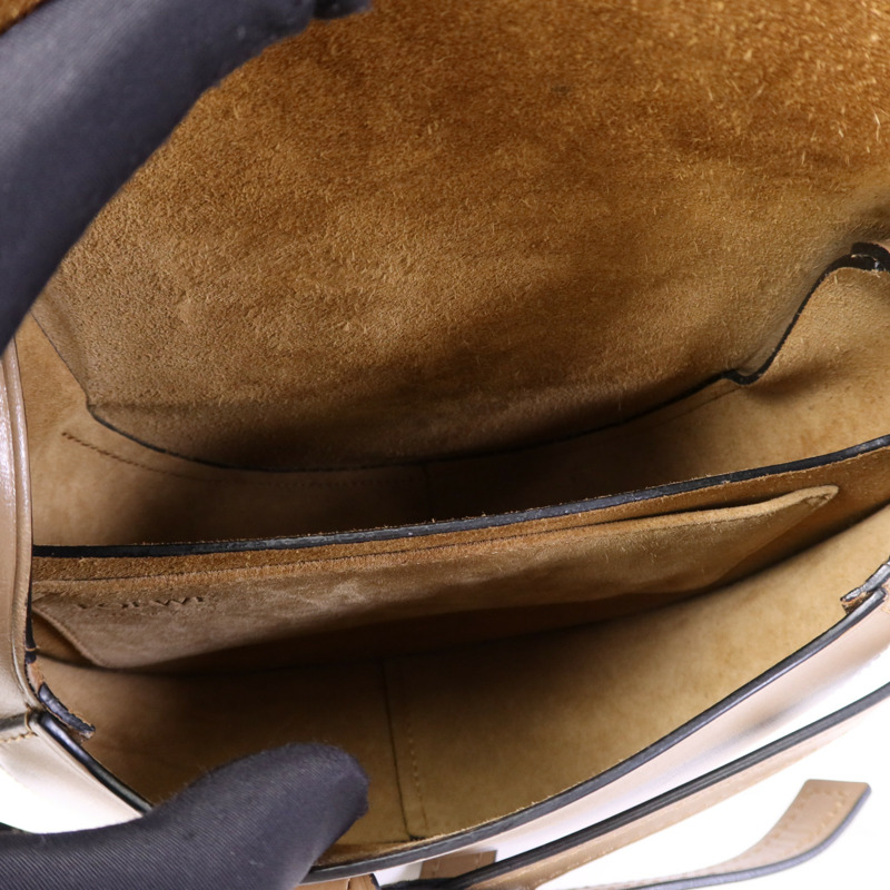 LOEWE 牛皮皮革Gate金扣手挽袋-12